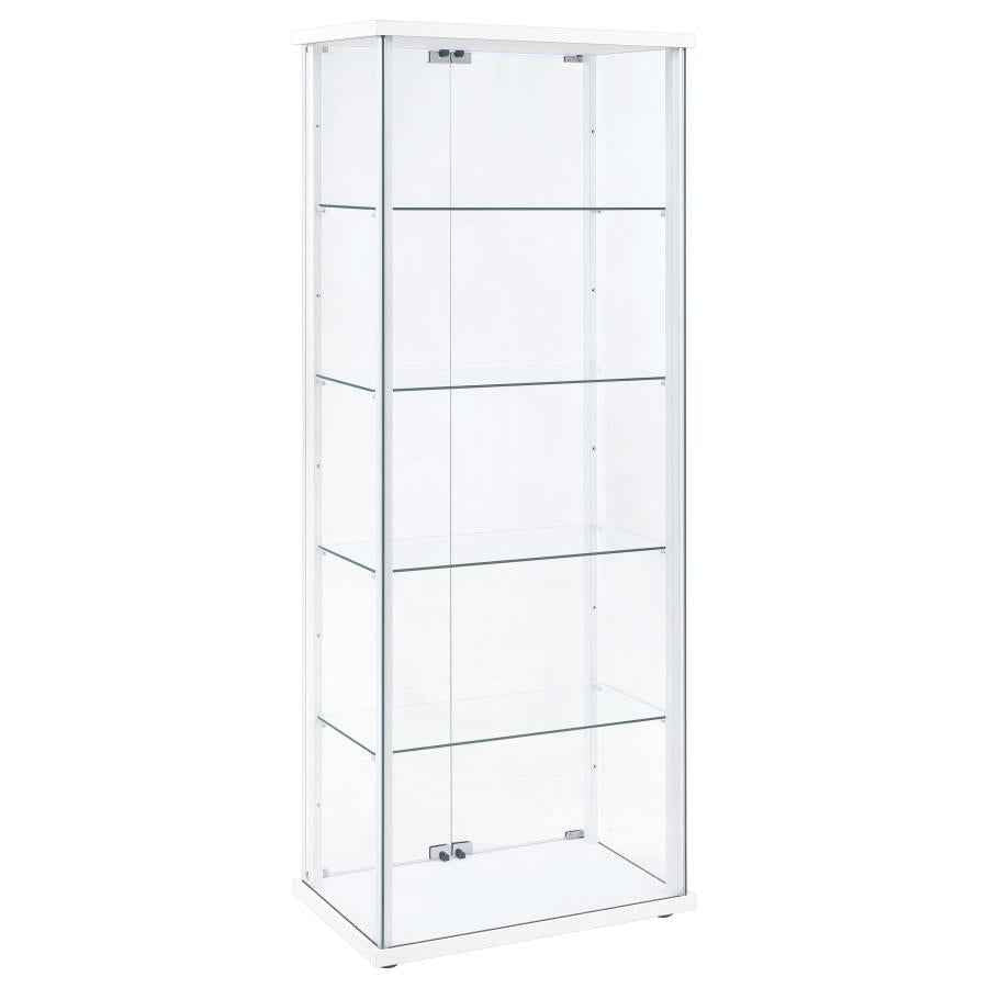 Delphinium 4-Shelf Clear Glass Curio Display Cabinet White