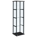Cyclamen 4-shelf Clear Glass Curio Display Cabinet Black