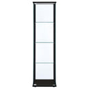 Cyclamen 4-shelf Clear Glass Curio Display Cabinet Black
