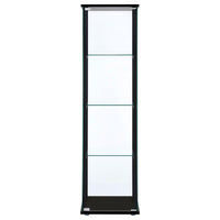 Cyclamen 4-shelf Clear Glass Curio Display Cabinet Black