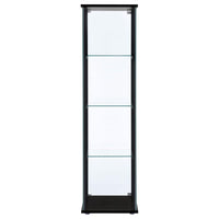 Cyclamen 4-shelf Clear Glass Curio Display Cabinet Black