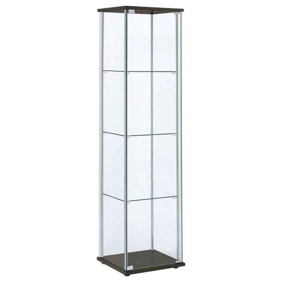 Bellatrix 3-shelf Clear Glass Curio Cabinet Cappuccino