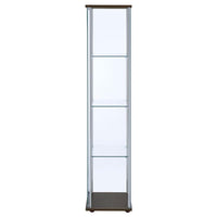 Bellatrix 3-shelf Clear Glass Curio Cabinet Cappuccino