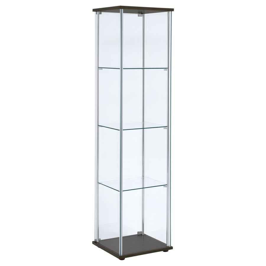 Bellatrix 3-shelf Clear Glass Curio Cabinet Cappuccino