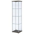 Bellatrix 3-shelf Clear Glass Curio Cabinet Cappuccino