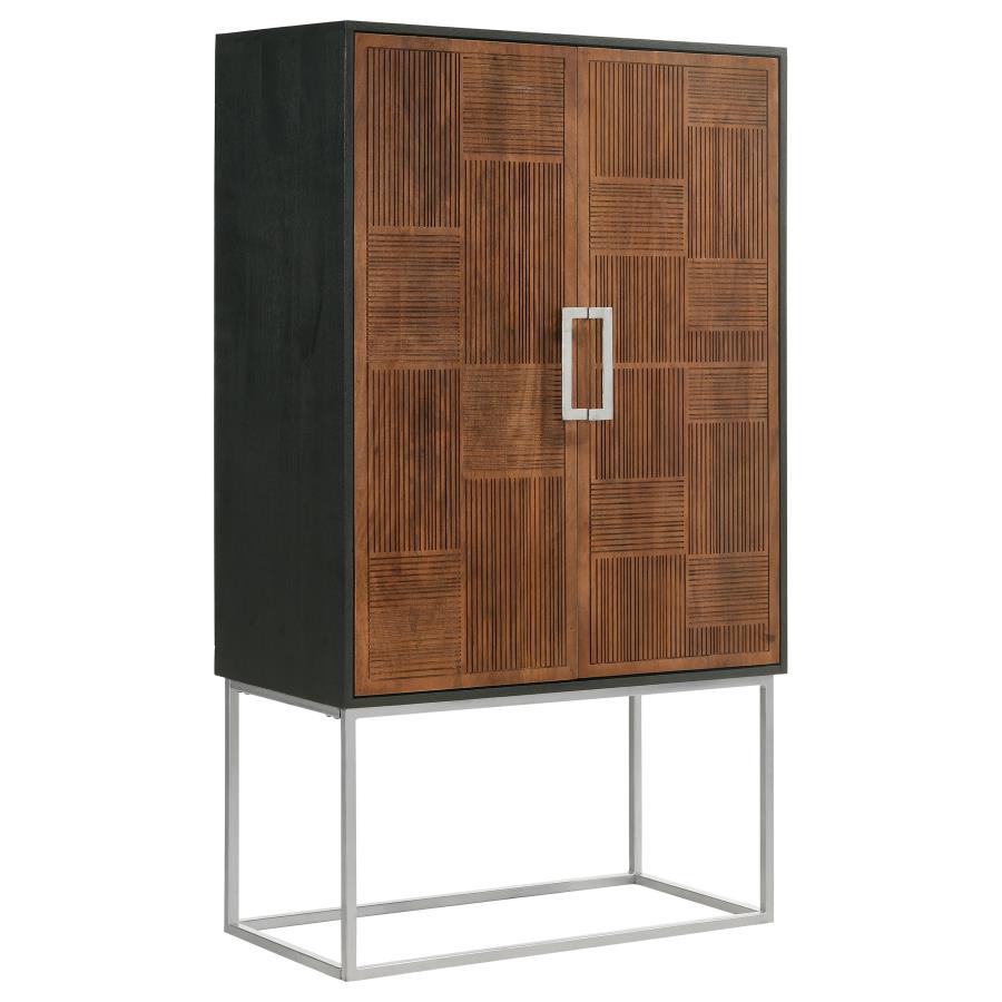 Home & Sleep Outlet - Borman 2-door Home Bar Cabinet Wine Storage Walnut and Black