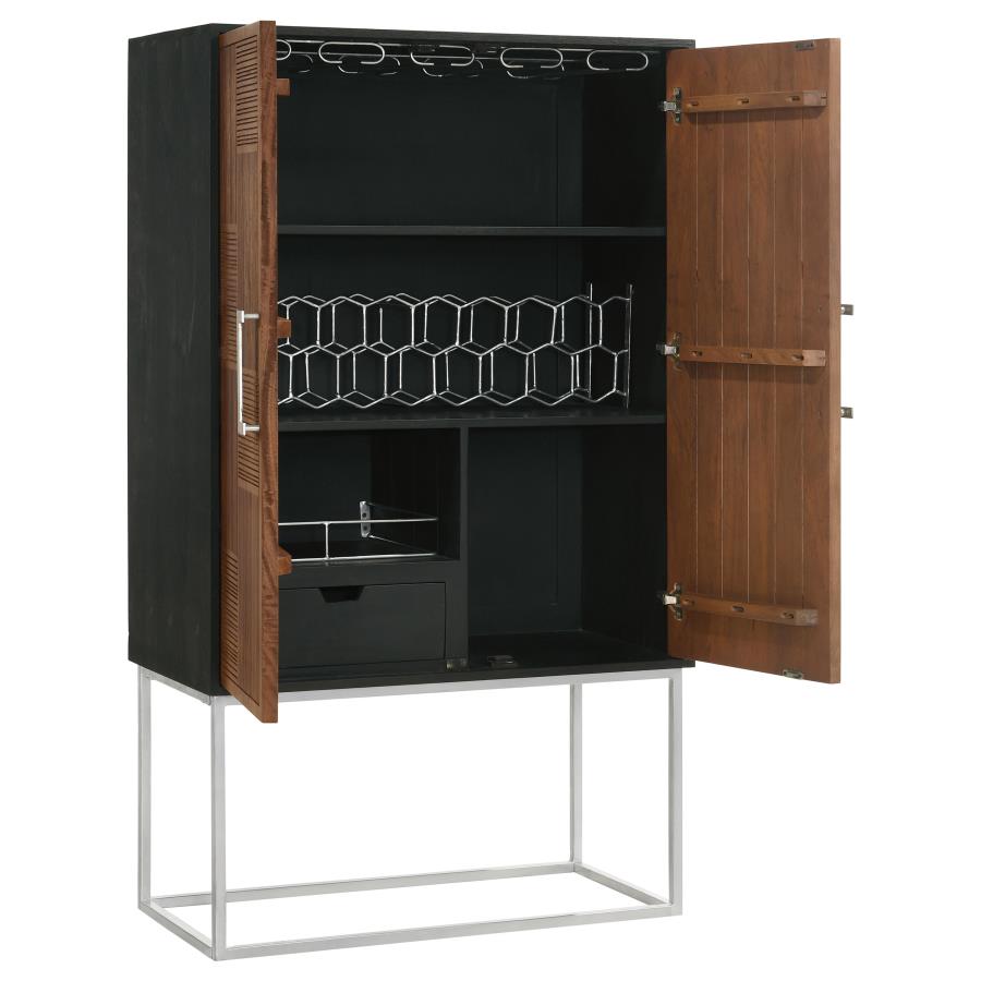 Home & Sleep Outlet - Borman 2-door Home Bar Cabinet Wine Storage Walnut and Black