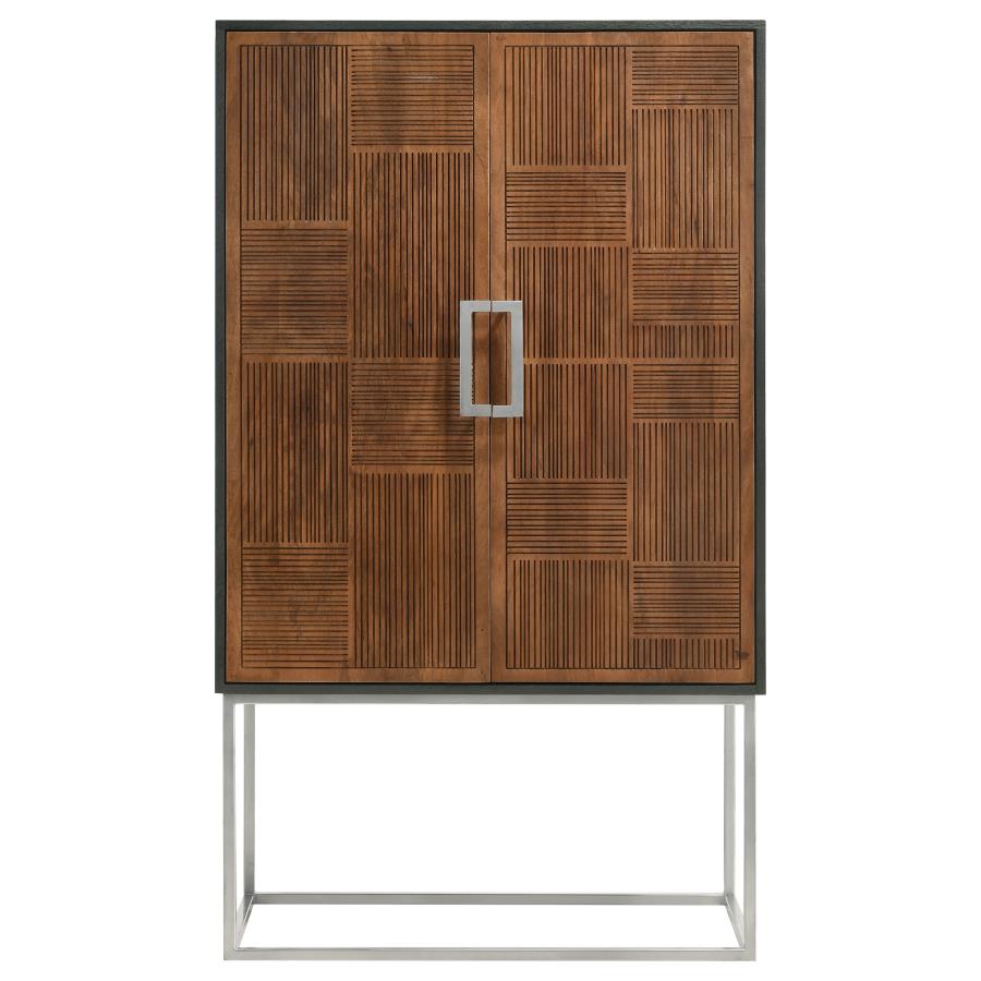 Home & Sleep Outlet - Borman 2-door Home Bar Cabinet Wine Storage Walnut and Black