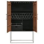 Home & Sleep Outlet - Borman 2-door Home Bar Cabinet Wine Storage Walnut and Black
