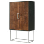 Home & Sleep Outlet - Borman 2-door Home Bar Cabinet Wine Storage Walnut and Black