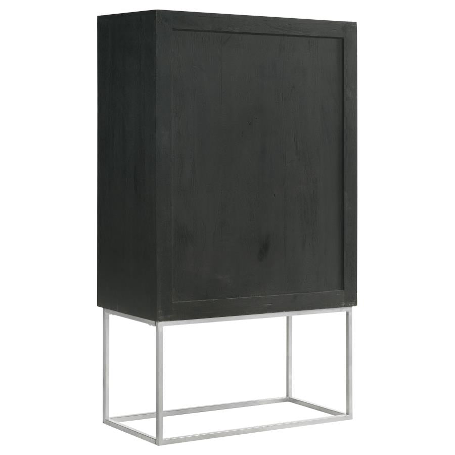 Home & Sleep Outlet - Borman 2-door Home Bar Cabinet Wine Storage Walnut and Black