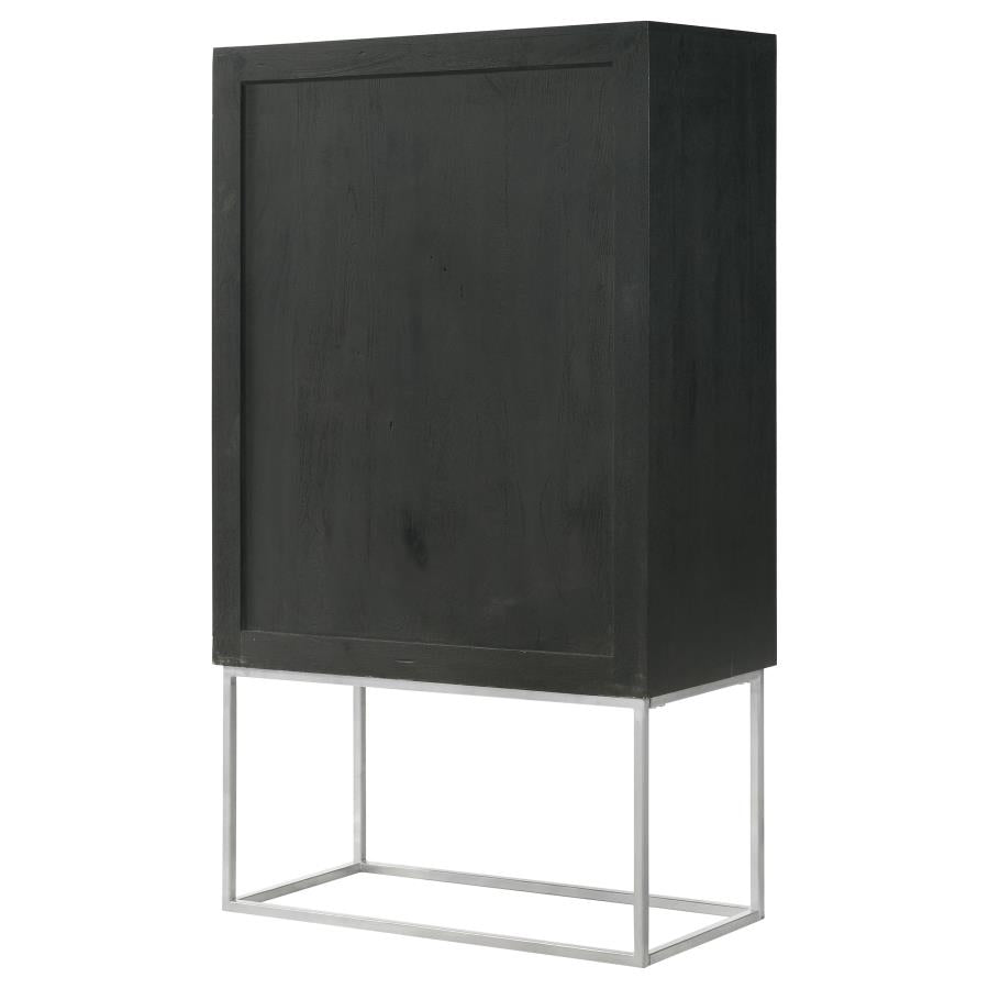 Home & Sleep Outlet - Borman 2-door Home Bar Cabinet Wine Storage Walnut and Black