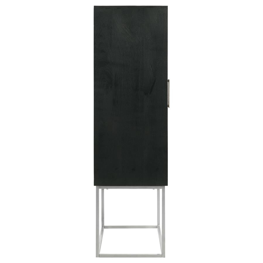 Home & Sleep Outlet - Borman 2-door Home Bar Cabinet Wine Storage Walnut and Black