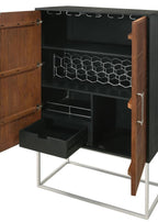 Home & Sleep Outlet - Borman 2-door Home Bar Cabinet Wine Storage Walnut and Black