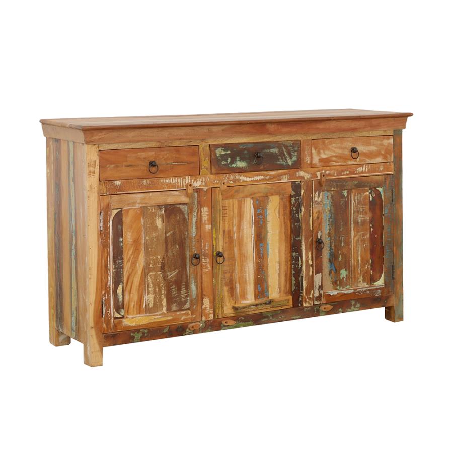 Home & Sleep Outlet - Harper 3-door Solid Reclaimed Wood Accent Cabinet Brown
