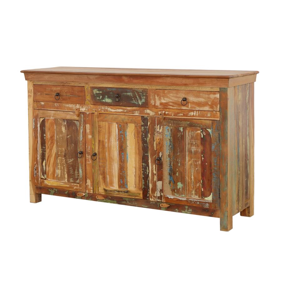 Home & Sleep Outlet - Harper 3-door Solid Reclaimed Wood Accent Cabinet Brown