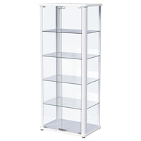 Aero 5-shelf Display Curio Cabinet with LED Lighting White
