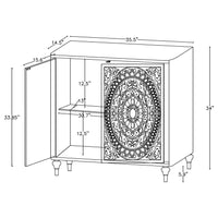 Cardella 2-door Mandala Accent Cabinet Distressed White