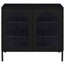 Jess 2-door Arched Fluted Glass Accent Cabinet Black