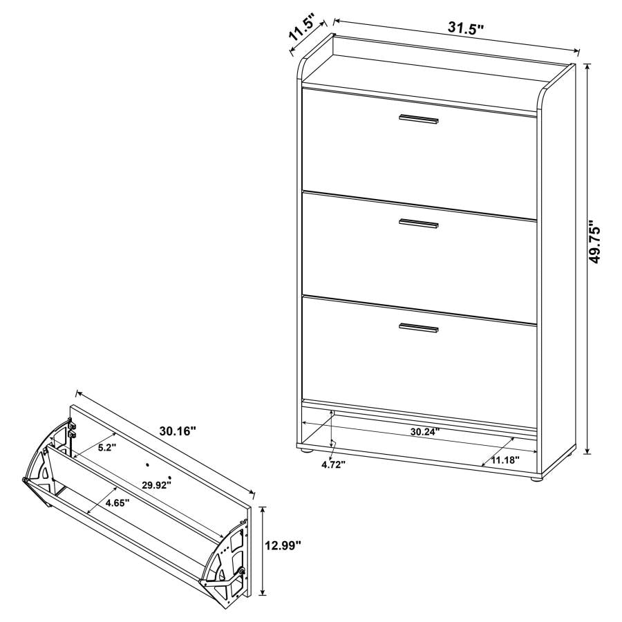 Home & Sleep Outlet - Denia 3-tier Engineered Wood Shoe Cabinet Mango