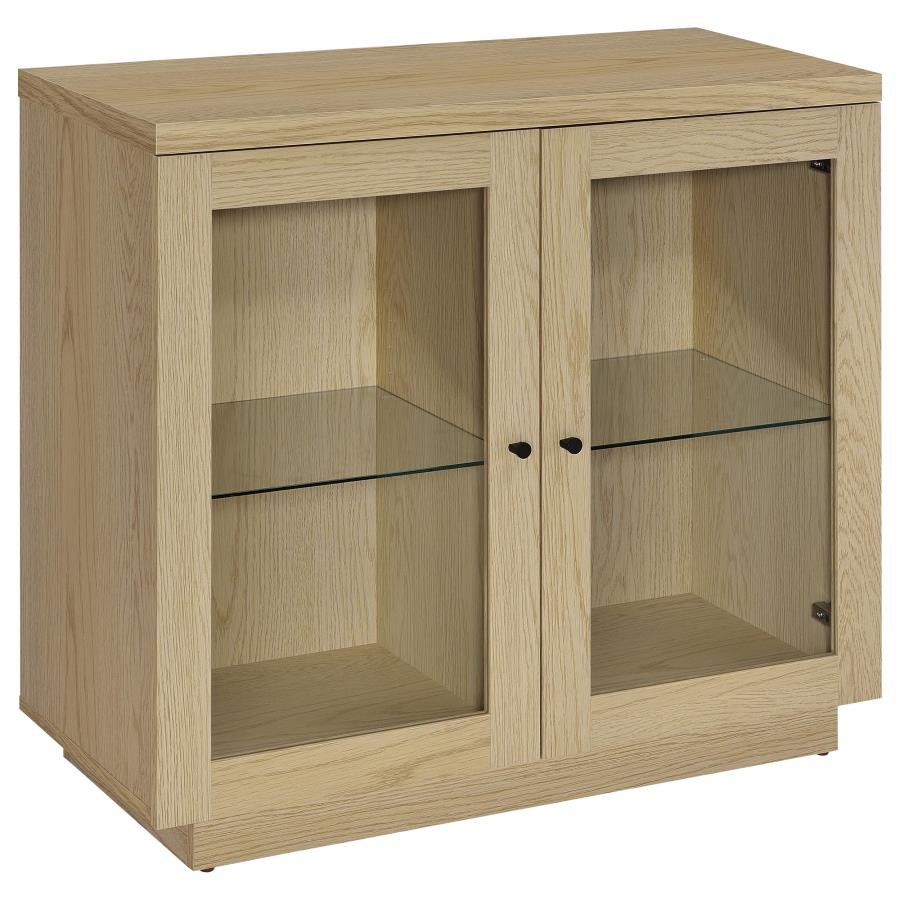 Home & Sleep Outlet - Tilbury 2-door Glass Front Accent Display Cabinet Light Oak
