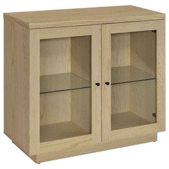 Tilbury 2-door Glass Front Accent Display Cabinet Light Oak