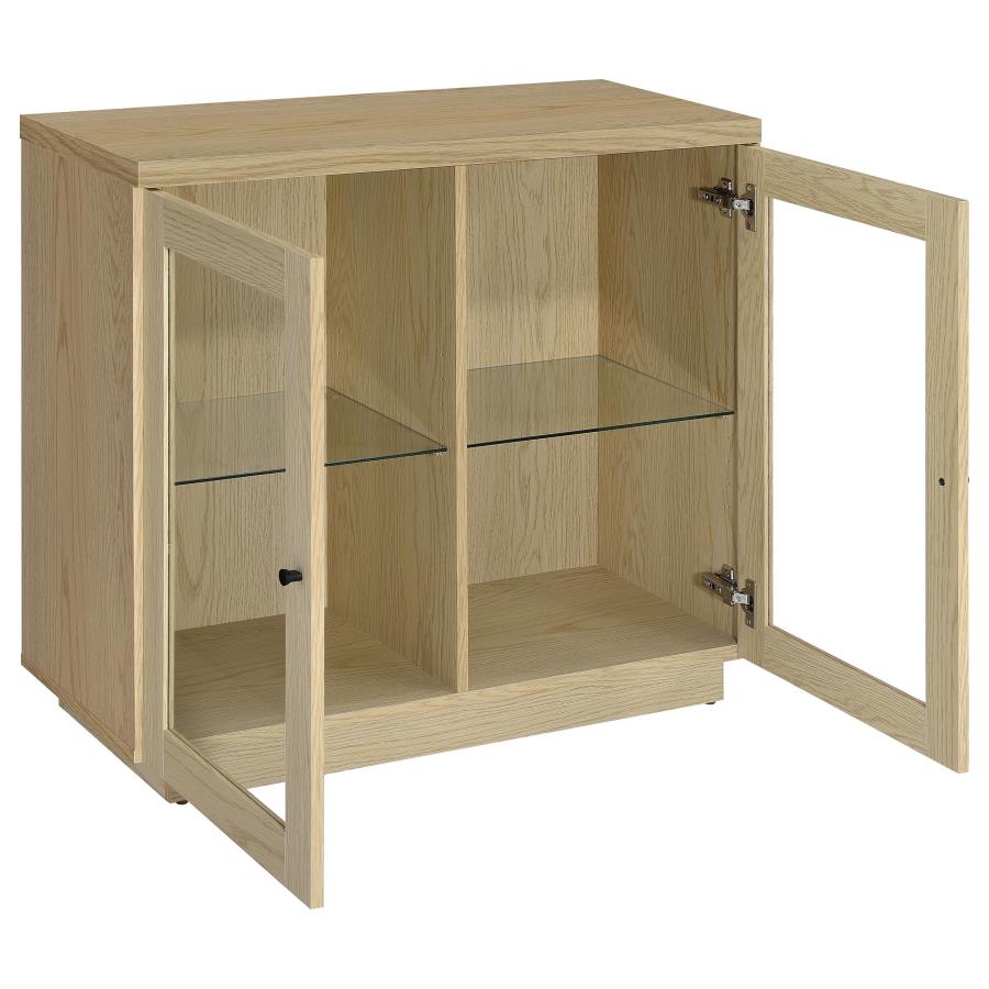 Home & Sleep Outlet - Tilbury 2-door Glass Front Accent Display Cabinet Light Oak