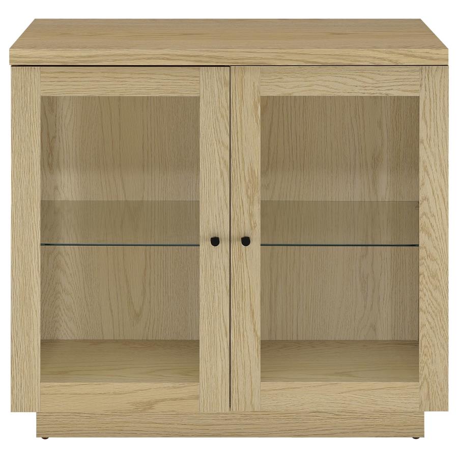 Home & Sleep Outlet - Tilbury 2-door Glass Front Accent Display Cabinet Light Oak
