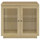 Tilbury 2-door Glass Front Accent Display Cabinet Light Oak