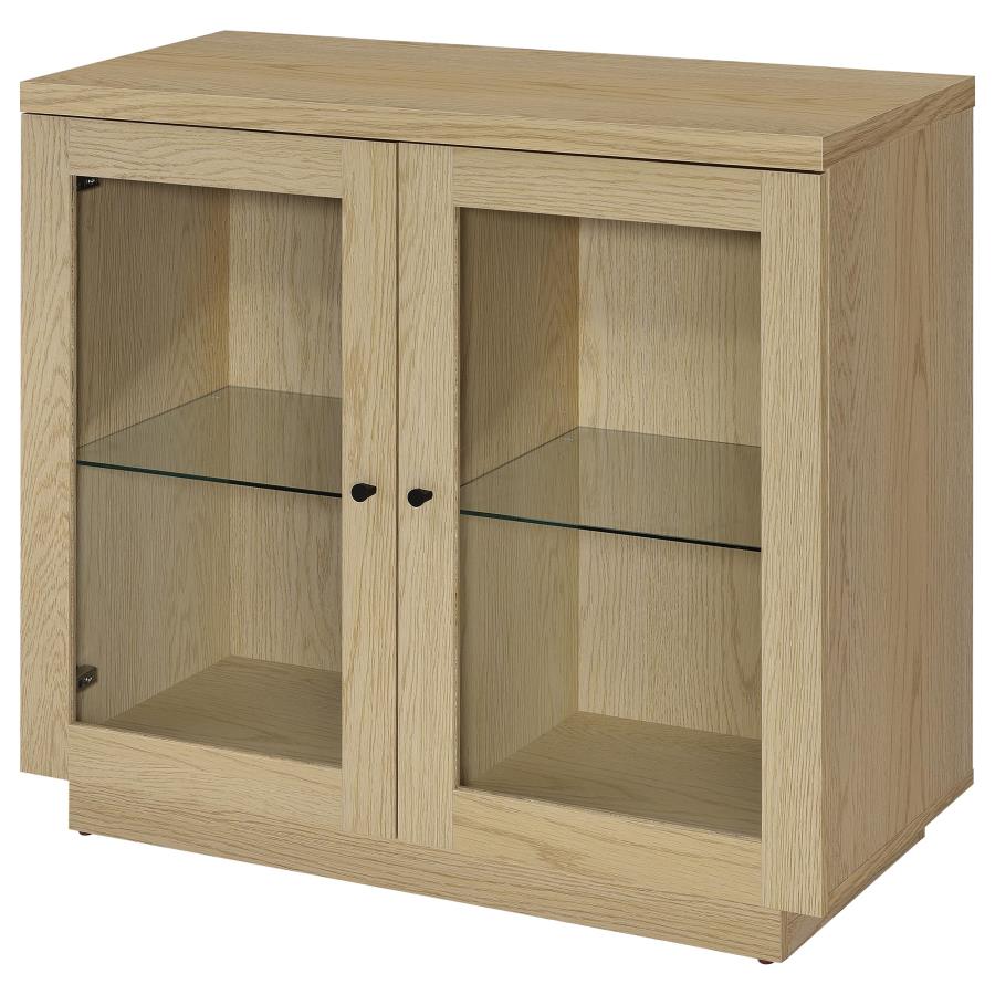 Home & Sleep Outlet - Tilbury 2-door Glass Front Accent Display Cabinet Light Oak
