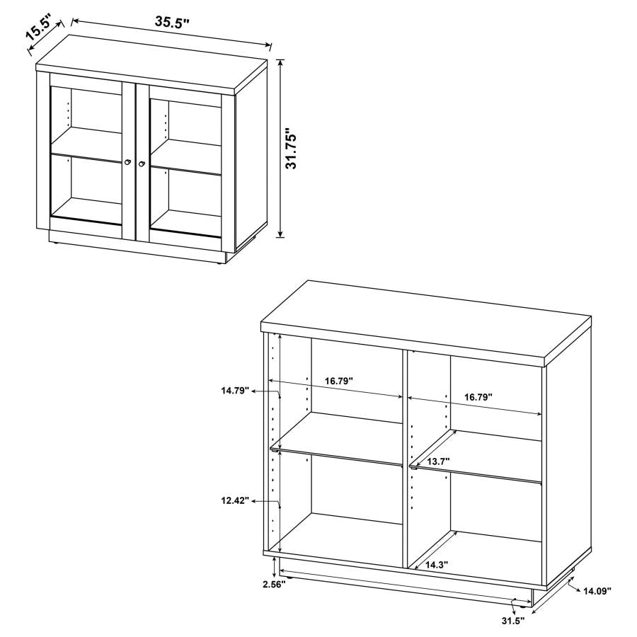 Home & Sleep Outlet - Tilbury 2-door Glass Front Accent Display Cabinet Light Oak