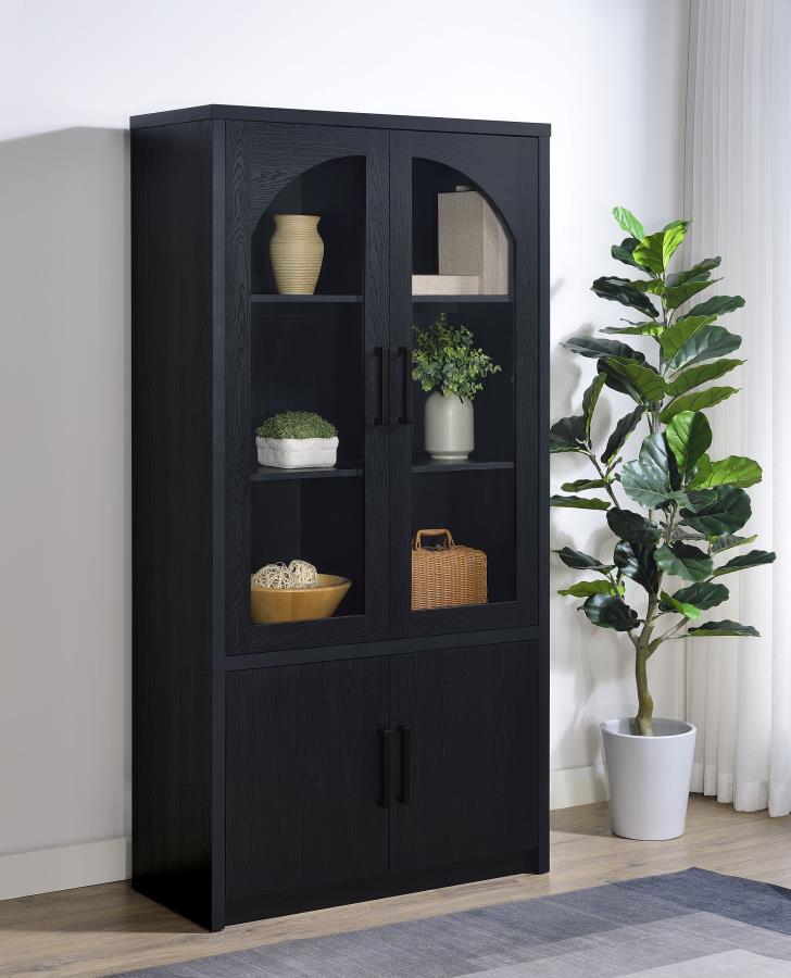 Home & Sleep Outlet - Riva 4-door Tall Accent Display Cabinet LED Lighting Black
