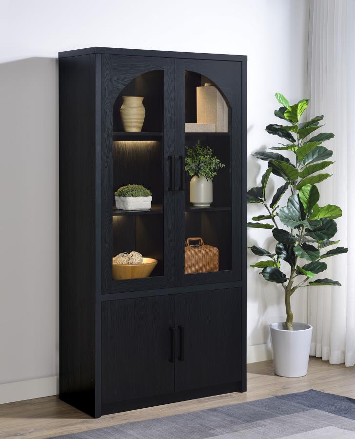 Home & Sleep Outlet - Riva 4-door Tall Accent Display Cabinet LED Lighting Black