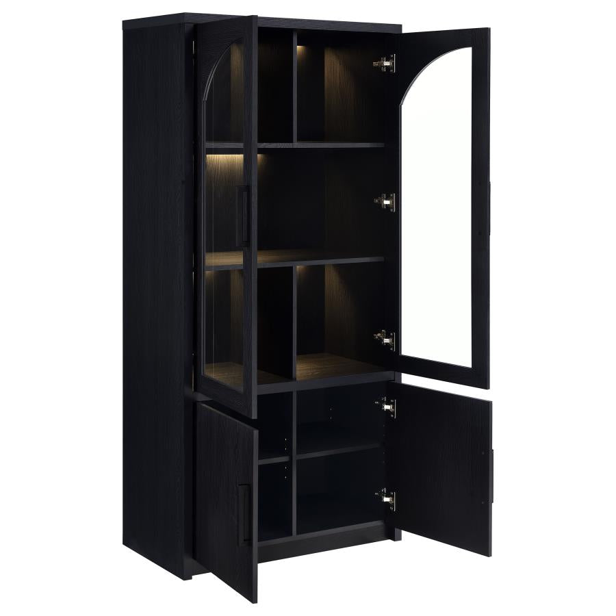 Home & Sleep Outlet - Riva 4-door Tall Accent Display Cabinet LED Lighting Black