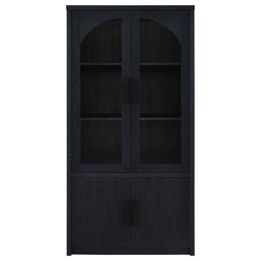 Riva 4-door Tall Accent Display Cabinet LED Lighting Black
