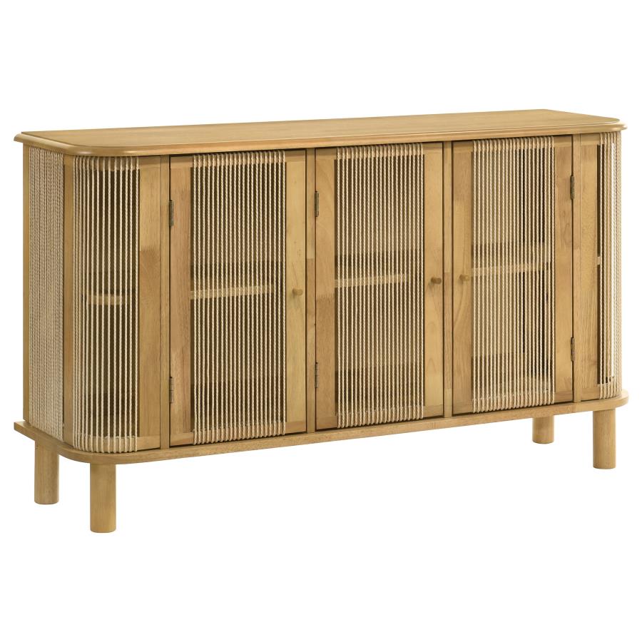 Home & Sleep Outlet - Ervine 3-Door Rope Panel Sideboard Accent Storage Cabinet Natural