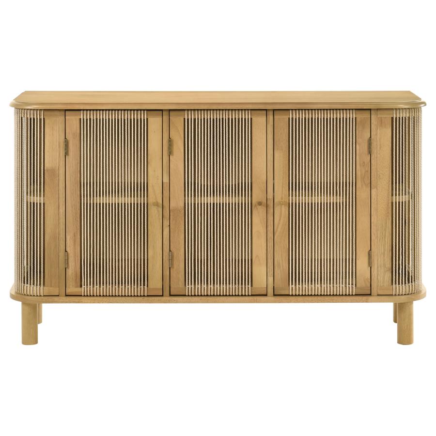 Home & Sleep Outlet - Ervine 3-Door Rope Panel Sideboard Accent Storage Cabinet Natural