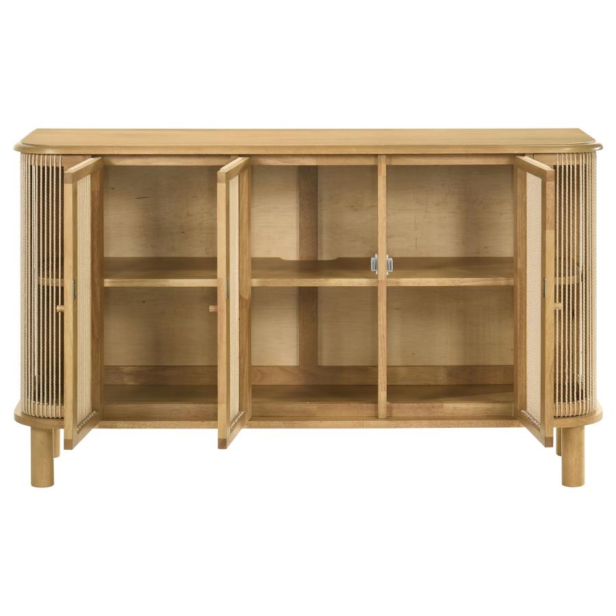 Home & Sleep Outlet - Ervine 3-Door Rope Panel Sideboard Accent Storage Cabinet Natural
