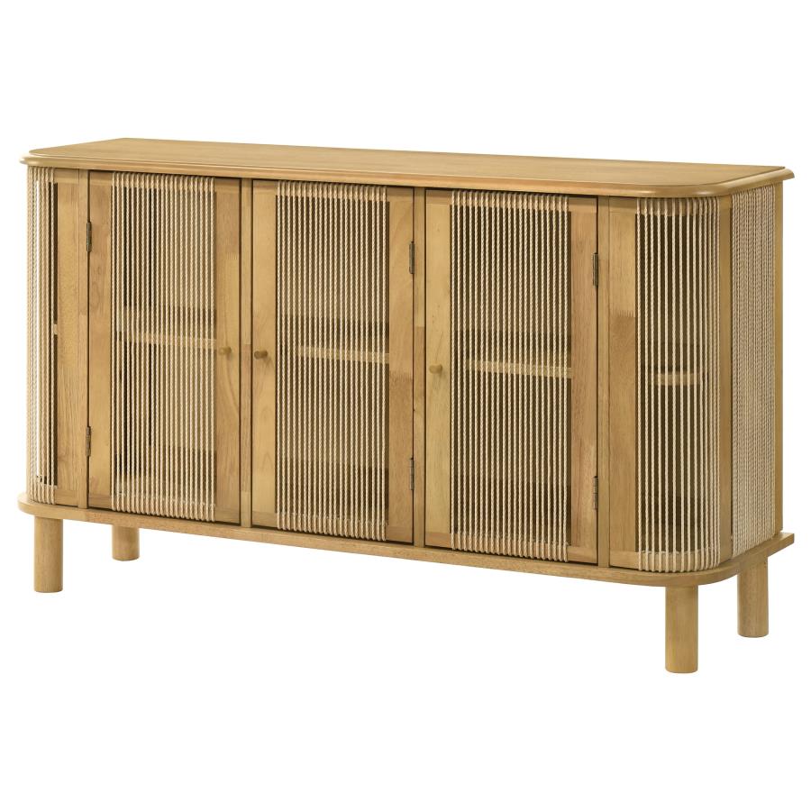 Home & Sleep Outlet - Ervine 3-Door Rope Panel Sideboard Accent Storage Cabinet Natural