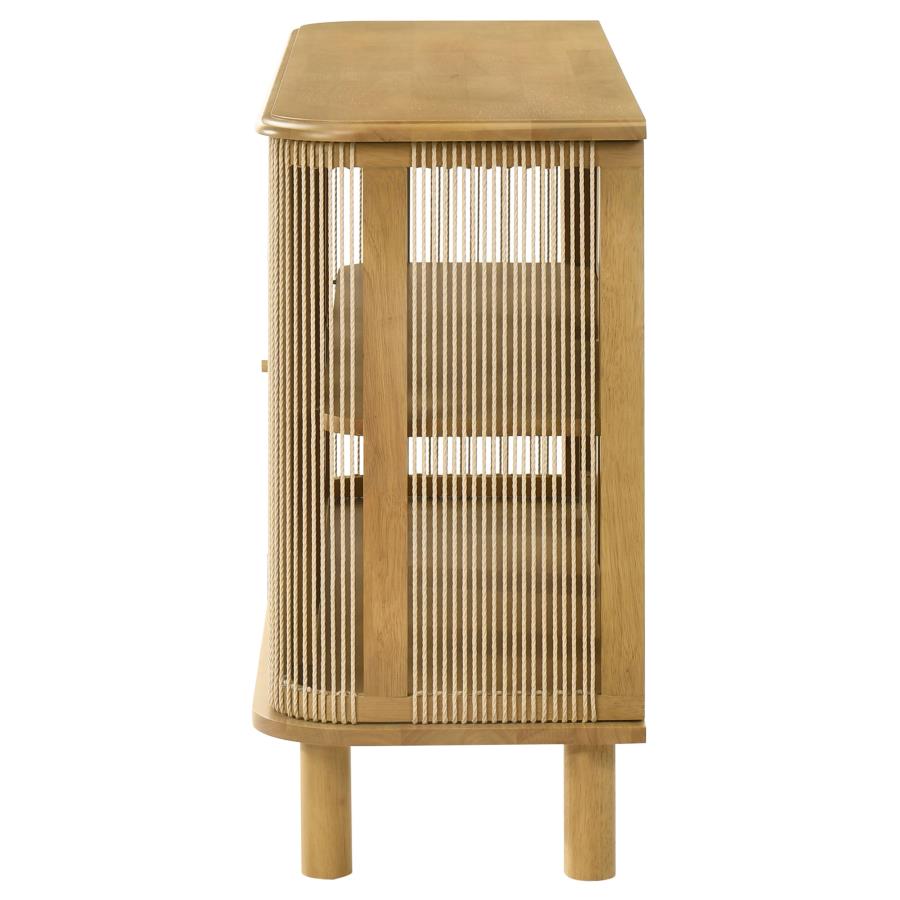 Home & Sleep Outlet - Ervine 3-Door Rope Panel Sideboard Accent Storage Cabinet Natural