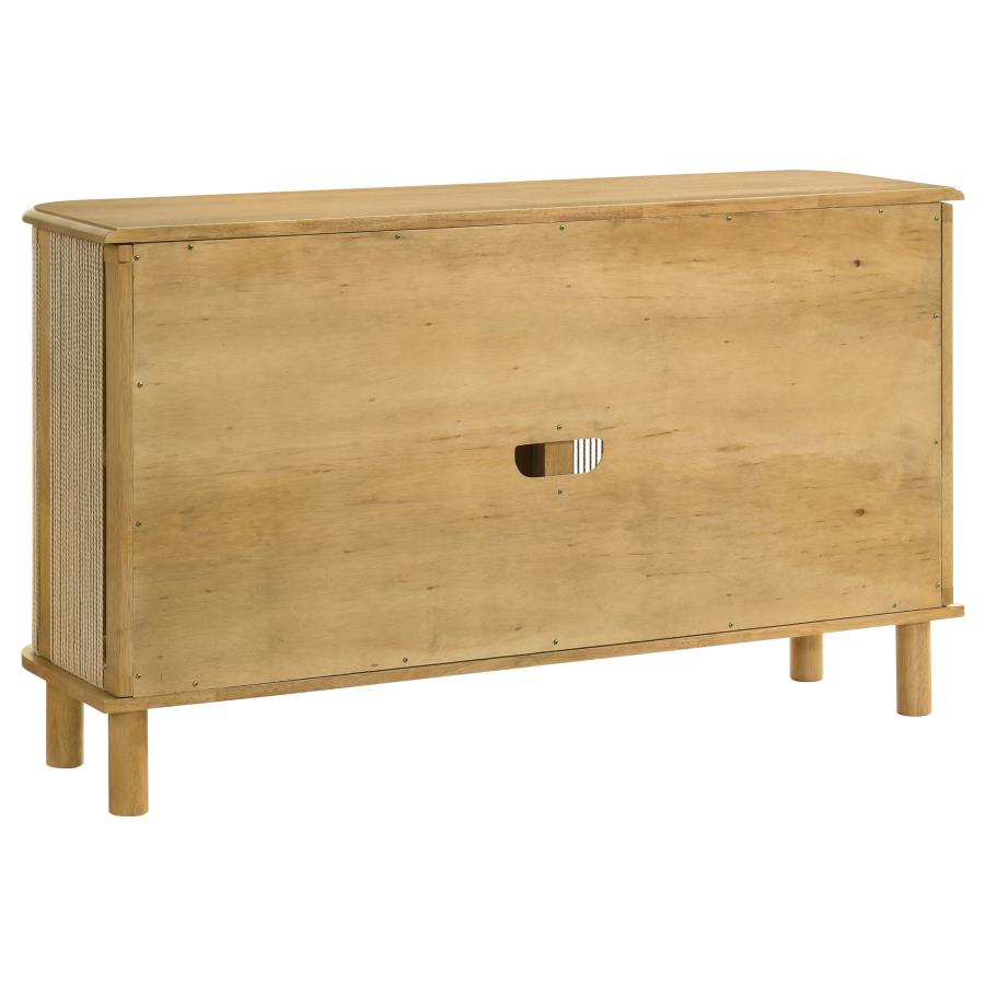 Home & Sleep Outlet - Ervine 3-Door Rope Panel Sideboard Accent Storage Cabinet Natural