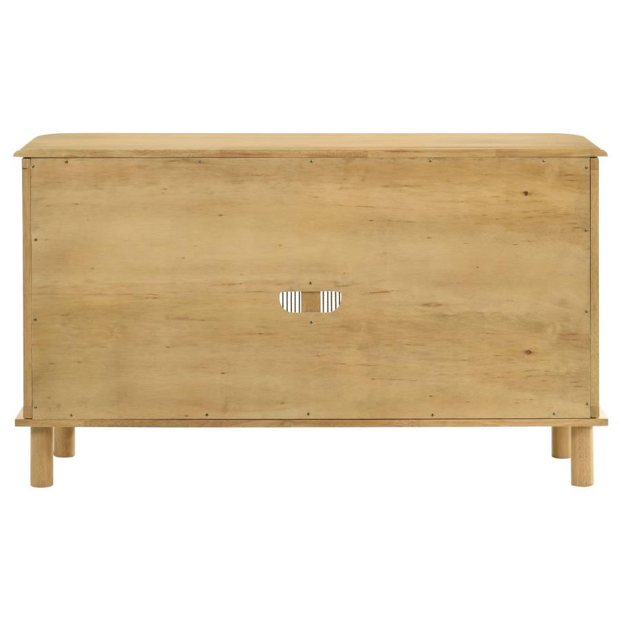 Home & Sleep Outlet - Ervine 3-Door Rope Panel Sideboard Accent Storage Cabinet Natural
