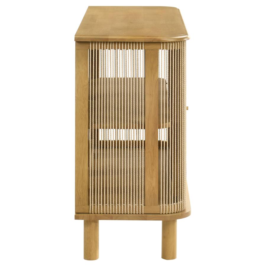 Home & Sleep Outlet - Ervine 3-Door Rope Panel Sideboard Accent Storage Cabinet Natural