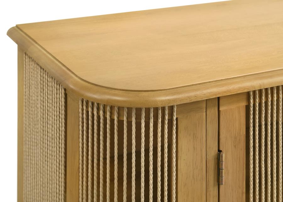 Home & Sleep Outlet - Ervine 3-Door Rope Panel Sideboard Accent Storage Cabinet Natural