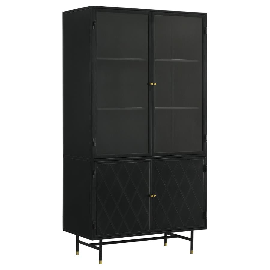 Home & Sleep Outlet - Santiago 4-door Metal Tall Storage Cabinet Matte Black