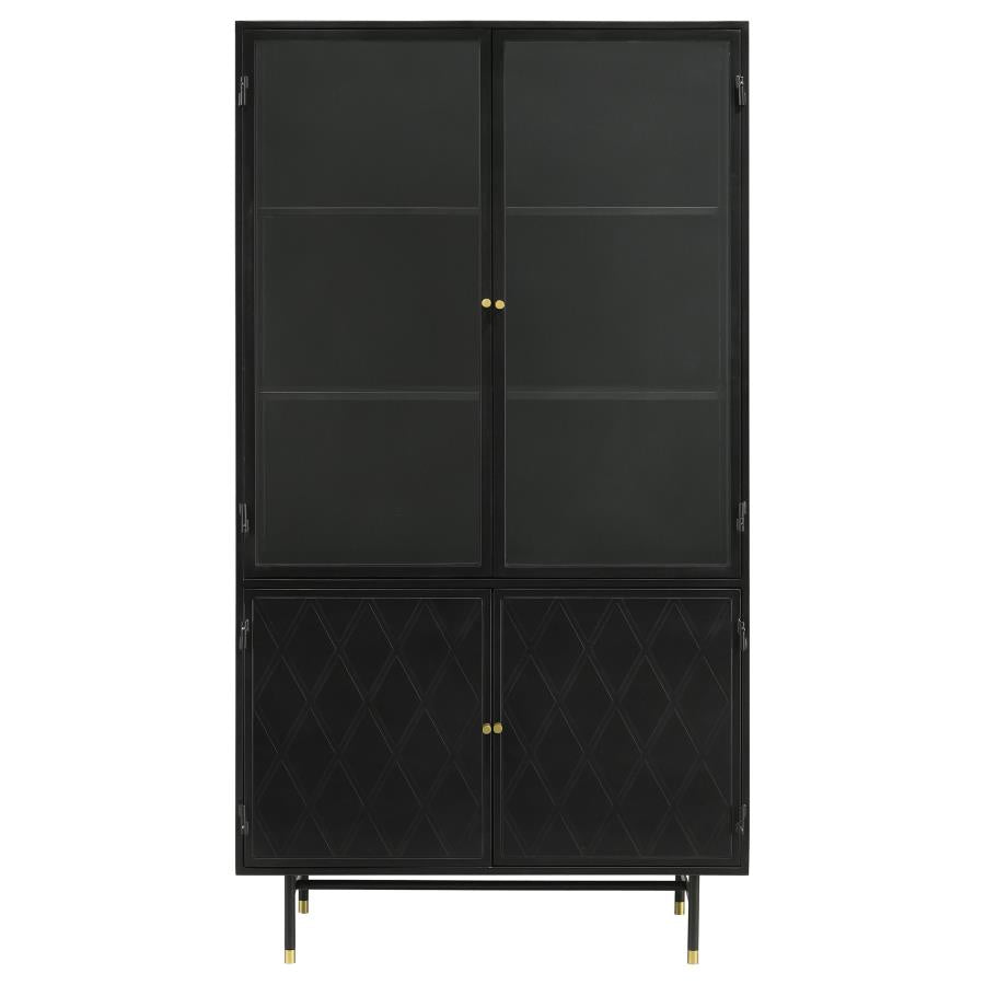 Home & Sleep Outlet - Santiago 4-door Metal Tall Storage Cabinet Matte Black
