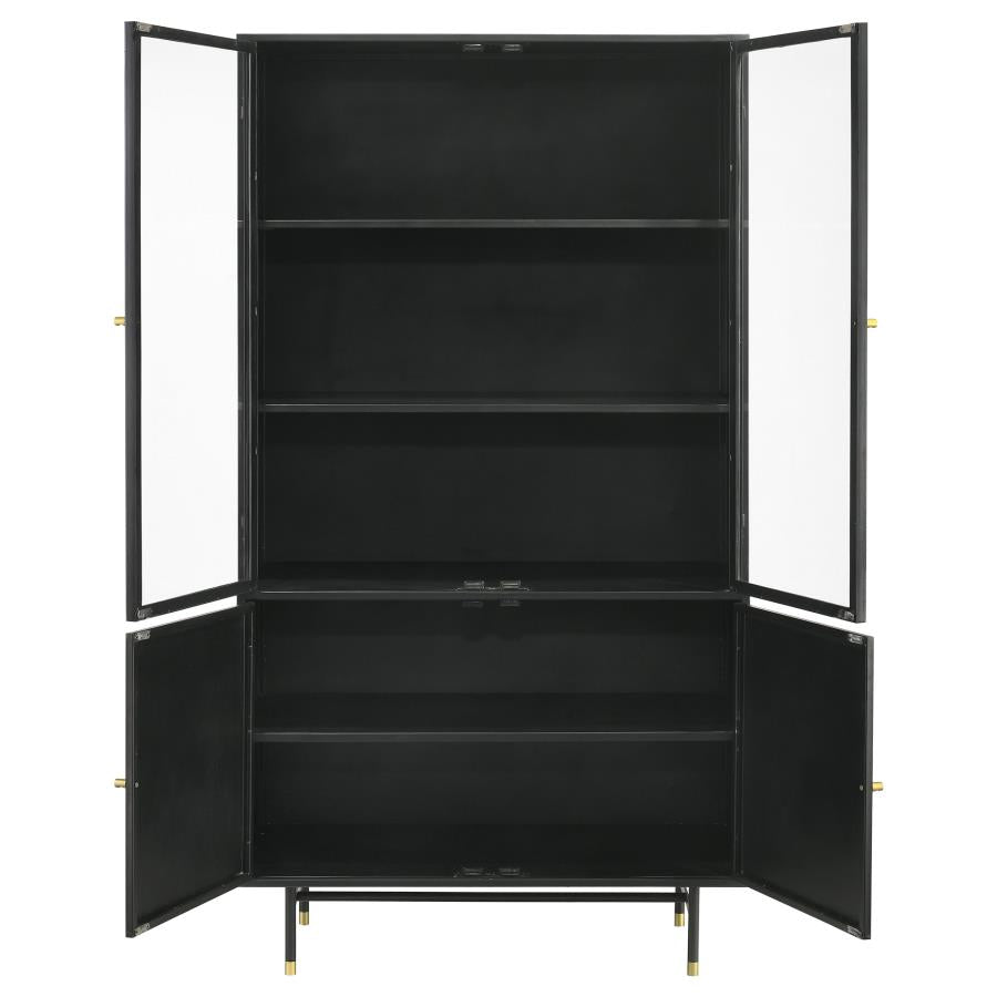 Home & Sleep Outlet - Santiago 4-door Metal Tall Storage Cabinet Matte Black