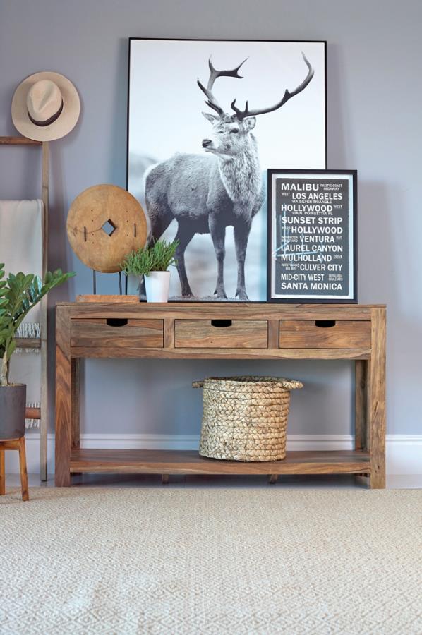 Home & Sleep Outlet - Esther 3-drawer Wood Console Table Natural Sheesham
