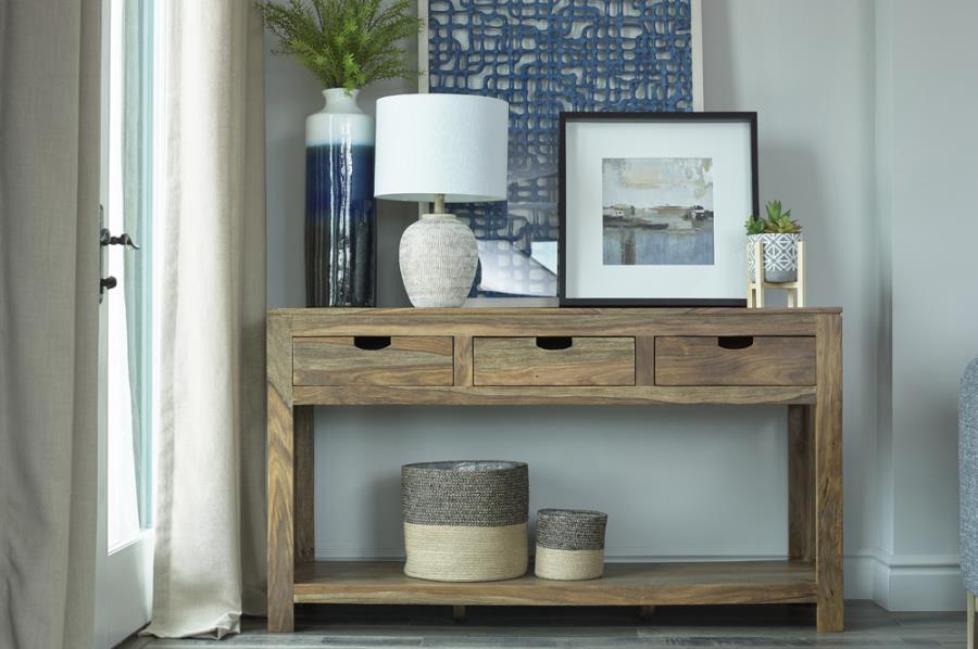 Home & Sleep Outlet - Esther 3-drawer Wood Console Table Natural Sheesham