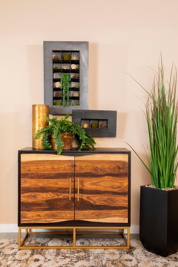 Home & Sleep Outlet - Zara 2-door 40-inch Wood Accent Storage Cabinet Black Walnut